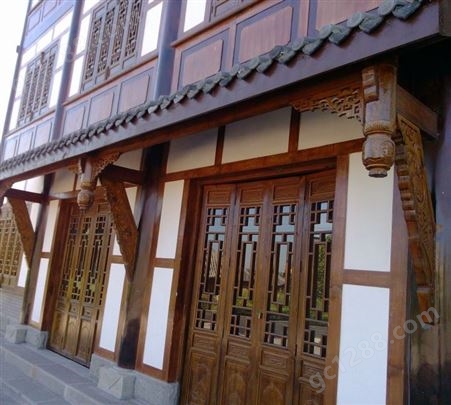 中式仿古门窗 实木花格镂空对开窗 定制木雕花窗惠森建筑