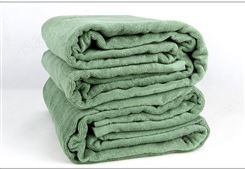 纯色应急救灾军绿色毛巾被 消防蓝色毛巾毯 夏天单双人毛巾盖被
