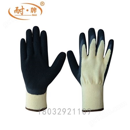 机械乳胶手套 防滑手套 起皱乳胶耐磨劳保工作手套