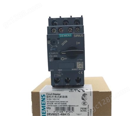 西门子55KA 111 6A 3P 旋钮式控制断路器3RV6011-4AA10 7.5KW