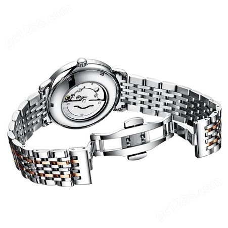 olika瑞士品牌简约商务全自动机械表男钢带防水镂空男士机械手表