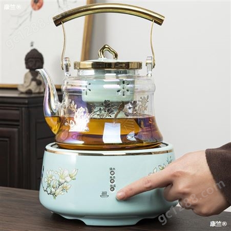 电陶炉煮茶器贝彩烧玻璃侧把蒸茶壶套装家用客厅烧水壶泡茶炉