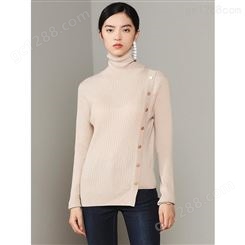 北京天兰天外贸尾货批发市场 不对称竖纹针织高领套头修身羊毛衫