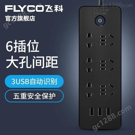 飞科（FLYCO）USB插座转换插头新国标大功率-FS2002