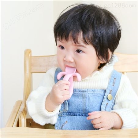 科安硅胶勺 立体嫩芽状婴儿牙胶勺子 宝宝辅食训练勺硅胶勺